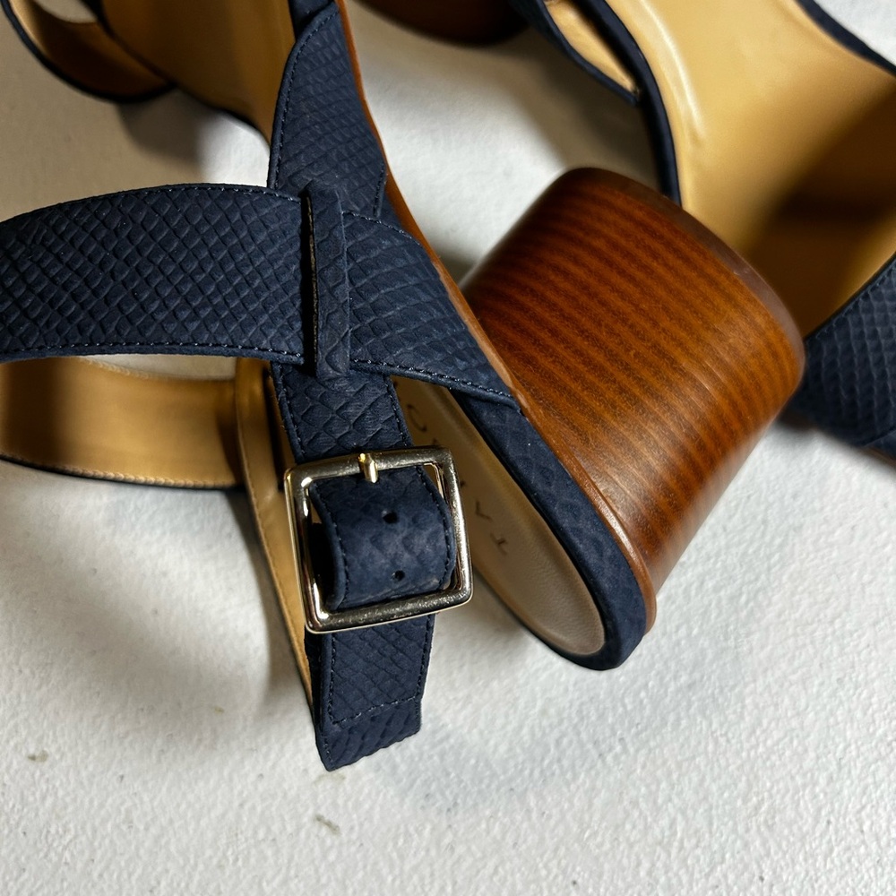 Talbots Blue Sandals with Adjustable Ankle Strap and Textured Design - Picture 5 of 12